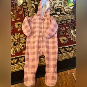 3-6 Cozy Pink Checkered Kids One Piece Snowsuit